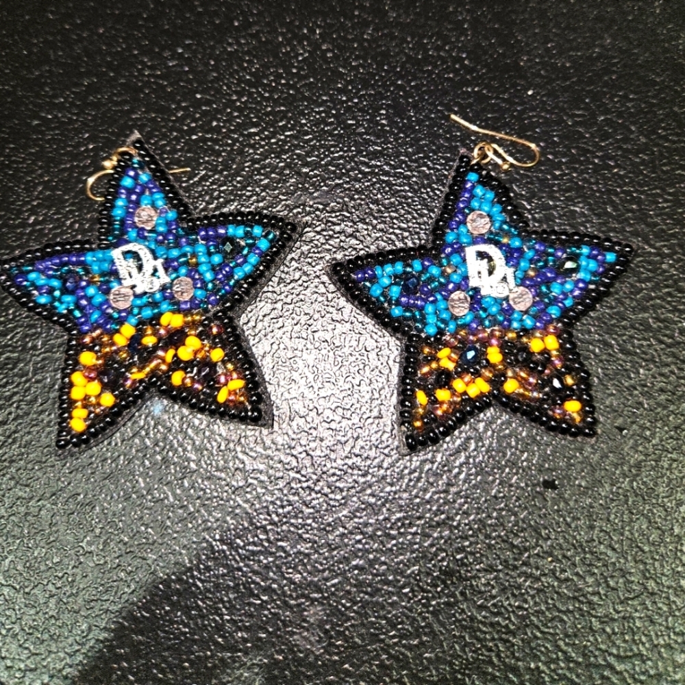 Designer star beaded earrings